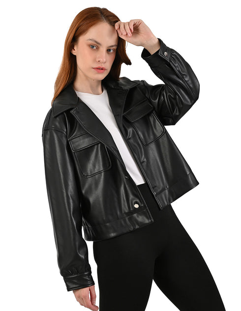 Chamarra Nine West Mujer Negra Casual en Piel Sintética